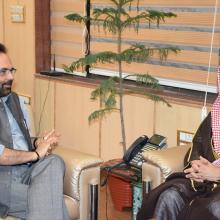 Today met Saudi Arab Ambassador H.E Dr Saud Mohd Al sati at Antyodaya Bhawan, positive discussion held on Haj 2017.