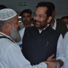 flagged off the first batch of Haj pilgrims from Haj Terminal at New Delhi Airport with prayers of country's safety and prosperity