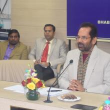 The Minister of State for Minority Affairs (Independent Charge) and Parliamentary Affairs, Shri Mukhtar Abbas Naqvi addressing the Anglo Indian community meeting, in New Delhi on January 13, 2017