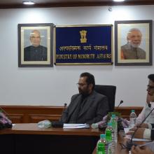 The Union Minister for Minority Affairs, Shri Mukhtar Abbas Naqvi chairing the Governing Body and General Body meeting of Maulana Azad Education Foundation (MAEF), in New Delhi on December 09, 2017