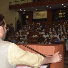 National Waqf Conference at New Delhi which discussed in detail protection and development of waqf properties. State waqf boards chairpersons, CEOs, members, Minority Affairs Ministry officials were present.