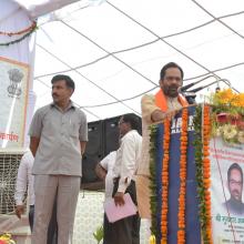 Laying the foundation stone of the first world-class educational institute established with the assistance of the Ministry of Minority Affairs, at Kohrapipli village in Kishangarh Bas of Alwar district, Rajasthan on October 01, 2018.