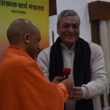 UP CM Shri Yogi Adityanath today inaugurated Vikas Samanvay Baithak of Minority Affairs Ministers & concerned senior officials of 9 States, organised at Tilak Hall, Secretariat, Lucknow to discuss various welfare schemes.